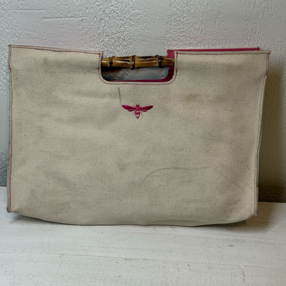 BUZZ Bamboo Handle Bag by Jane Fox Woven Rattan